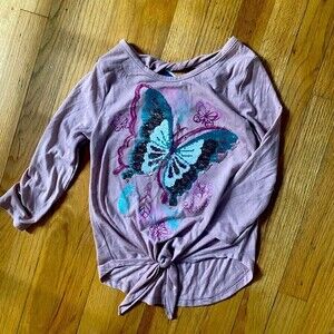 Beautees sequin flip butterfly mauve pink long sleeve tee girls medium 8 NEW